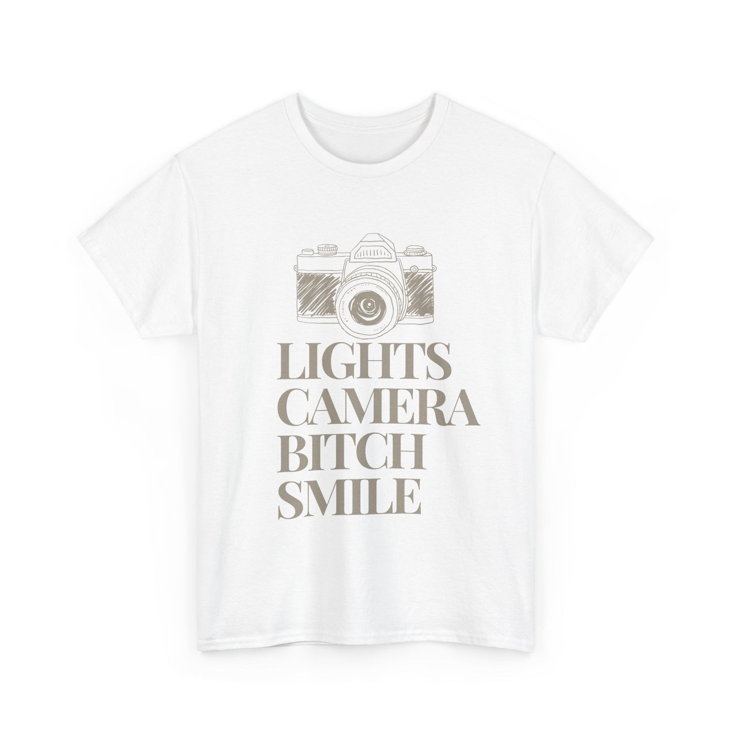 'Lights Camera Bitch Smile' Cotton T-Shirt