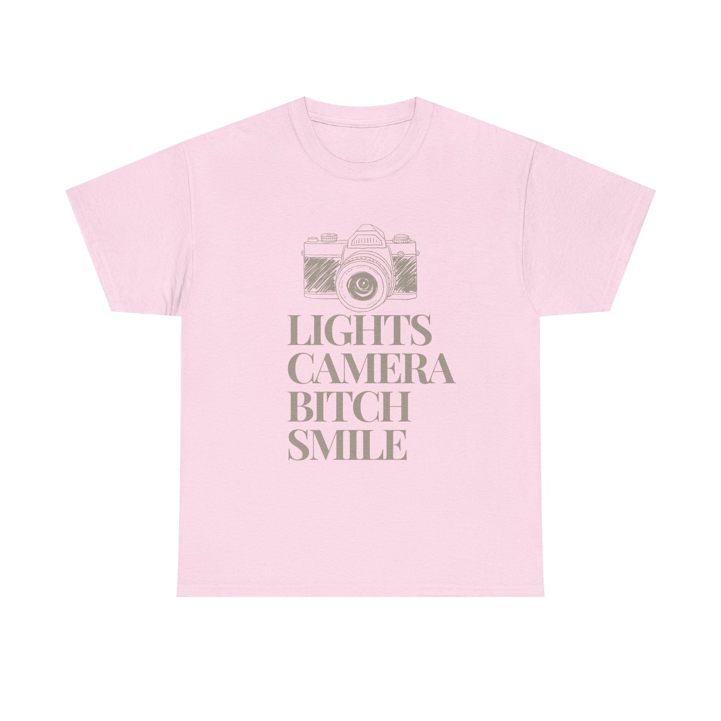 'Lights Camera Bitch Smile' Cotton T-Shirt