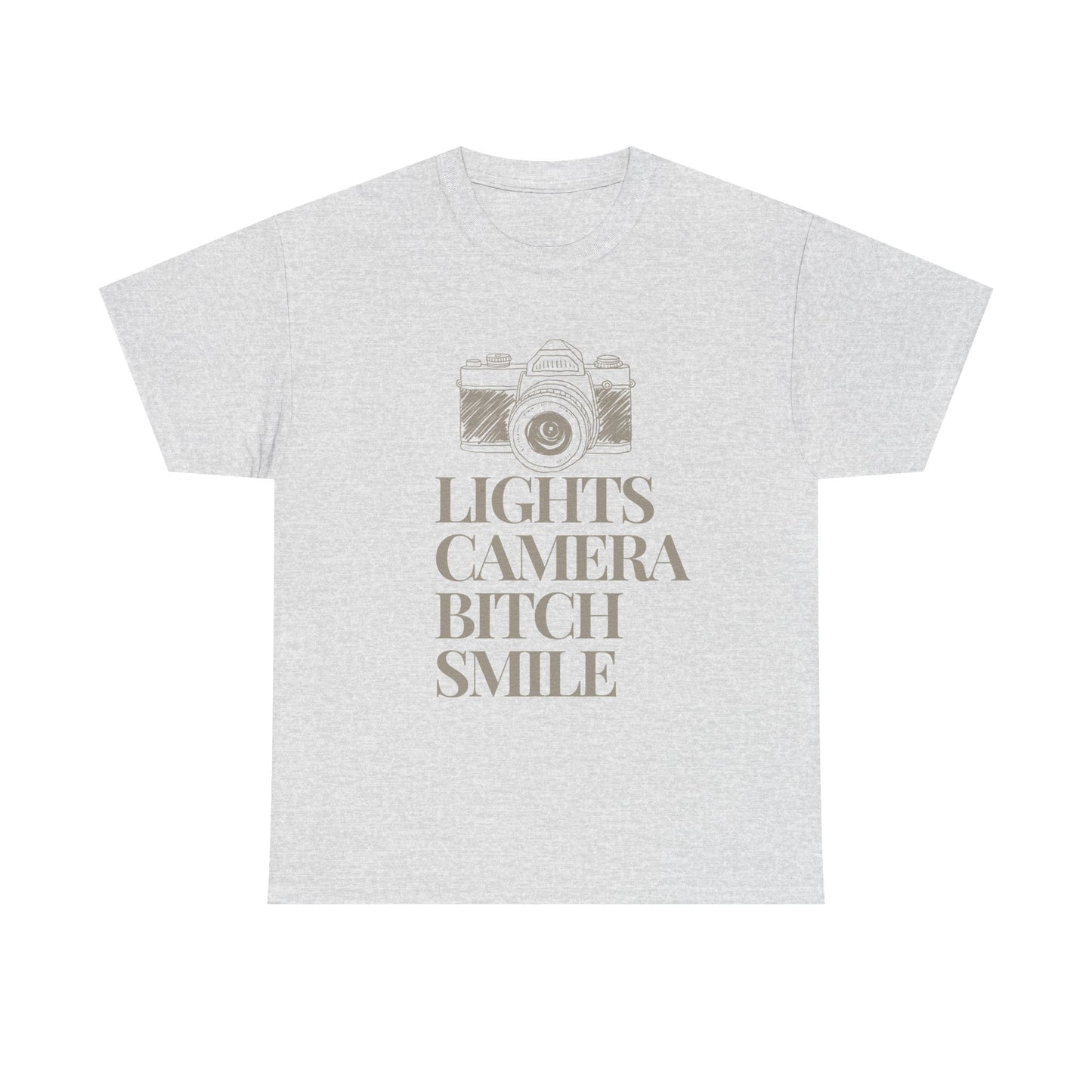 'Lights Camera Bitch Smile' Cotton T-Shirt