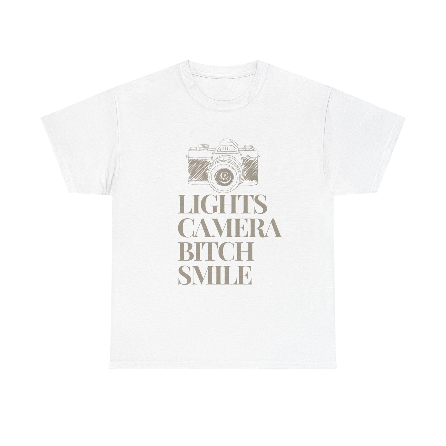 'Lights Camera Bitch Smile' Cotton T-Shirt