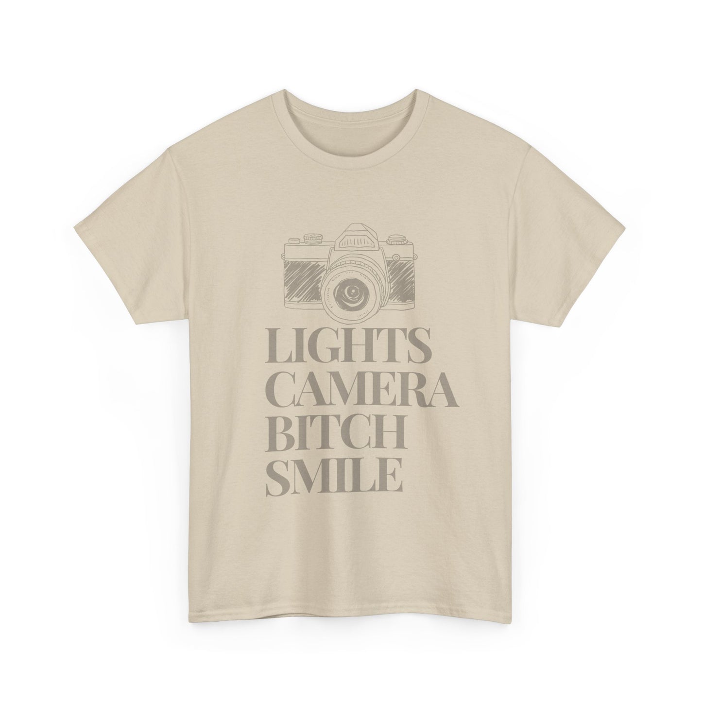 'Lights Camera Bitch Smile' Cotton T-Shirt