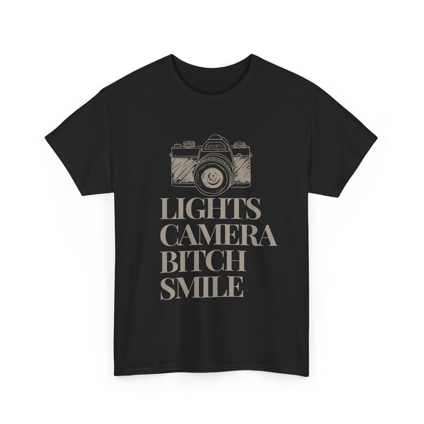 'Lights Camera Bitch Smile' Cotton T-Shirt