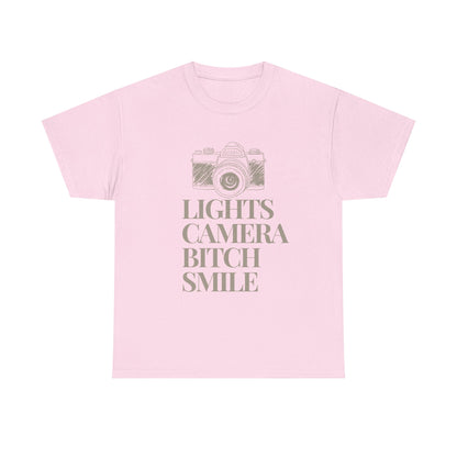 Copy of  'Lights Camera Bitch Smile' Cotton T-Shirt