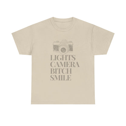 Copy of  'Lights Camera Bitch Smile' Cotton T-Shirt