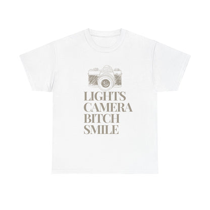 Copy of  'Lights Camera Bitch Smile' Cotton T-Shirt