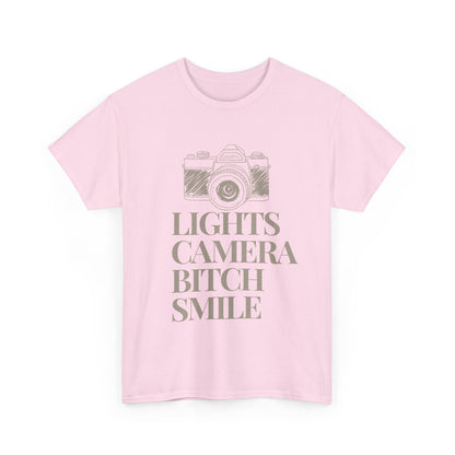 Copy of  'Lights Camera Bitch Smile' Cotton T-Shirt